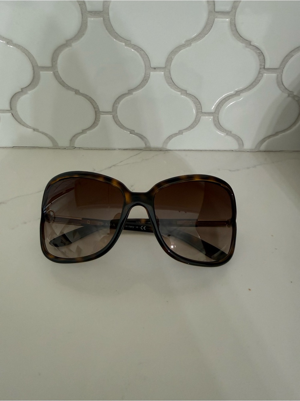 Prada Women's Oversized Tortoiseshell Sunglasses with Brown Gradient Lenses - Picture 2 of 9